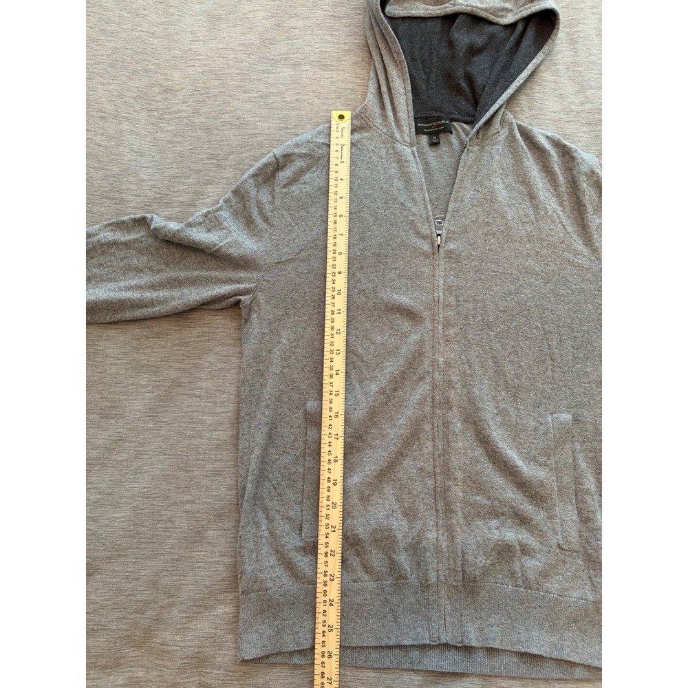 Banana Republic Mens Premium Luxe Yarn Silk Cashmere Blend Zip Hoodie Gray M - Picture 6 of 8
